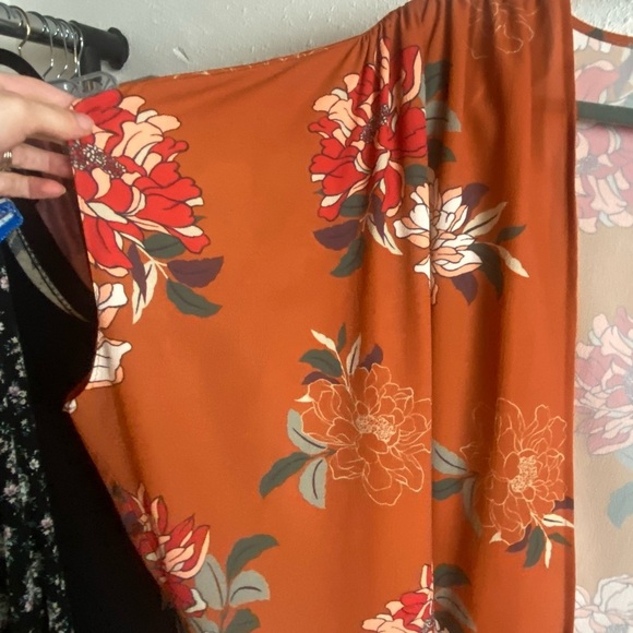 Umgee Size Small Kimono Open Front Floral Burnt Orange Longlined Tropical Boho - Picture 4 of 7